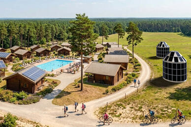 Solar-Iglu in einem Feriendorf mit Pool